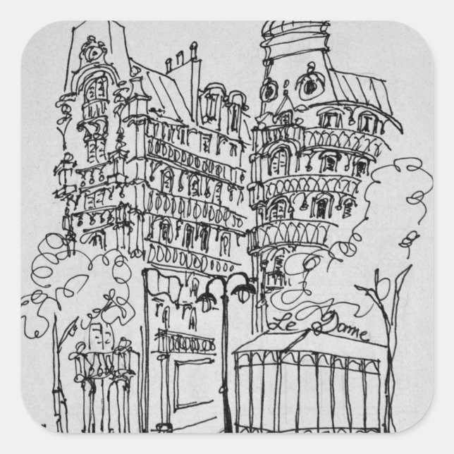 Pegatina Cuadrada Le Dome on Boulevard Raspail | París, Francia (Anverso)