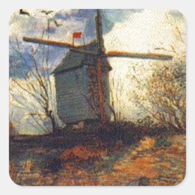 Pegatina Cuadrada Le Moulin de la Galette Van Gogh (Anverso)