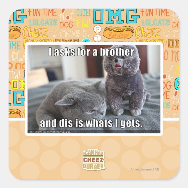 Pegatina Cuadrada Le pido un hermano (Anverso)