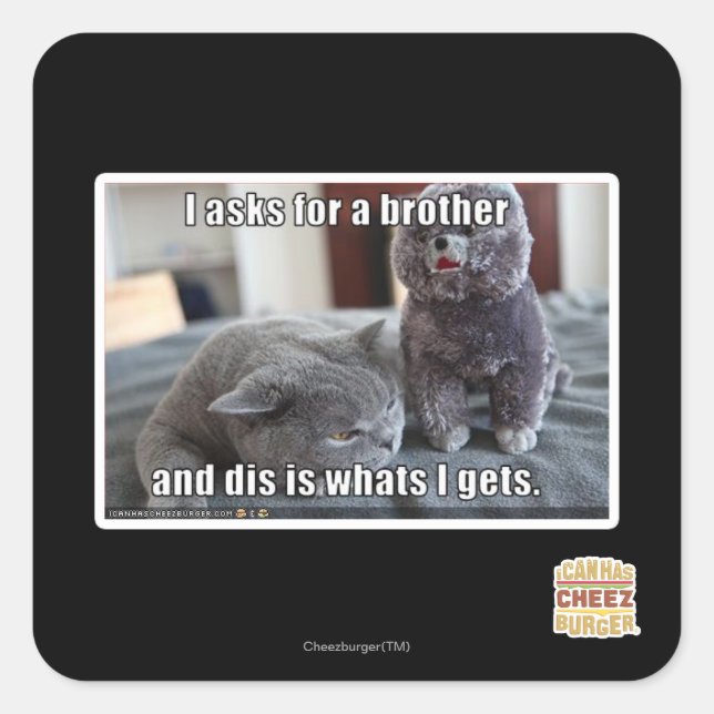 Pegatina Cuadrada Le pido un hermano (Anverso)
