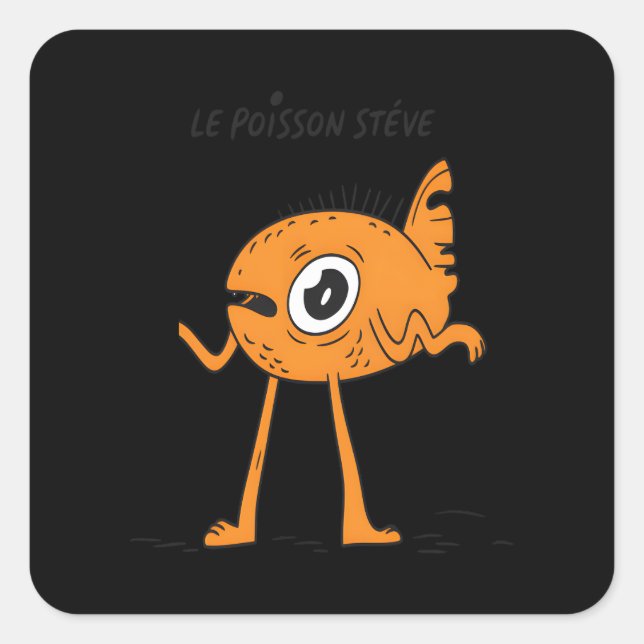 Pegatina Cuadrada Le Poisson Steve Cute y Funny (Anverso)