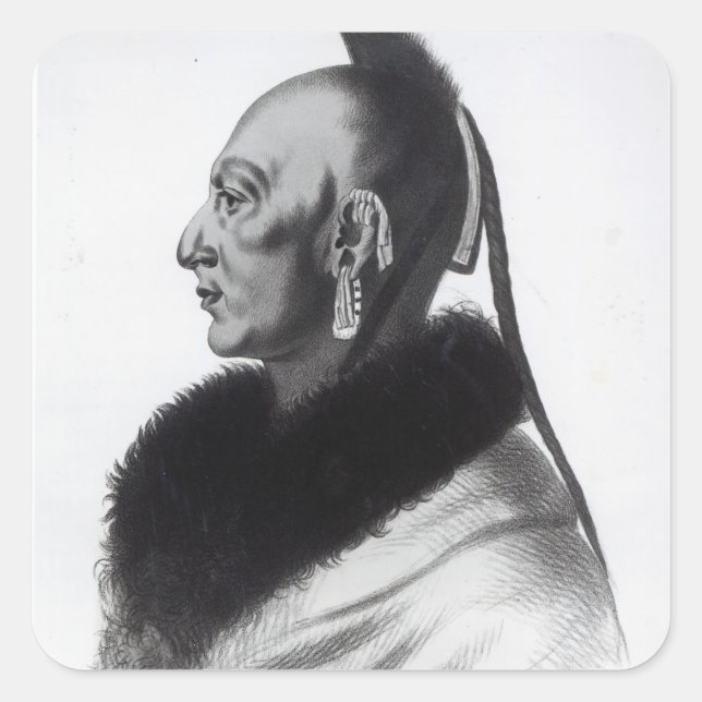 Pegatina Cuadrada Le Soldat du Chene, un jefe de Osage (Anverso)