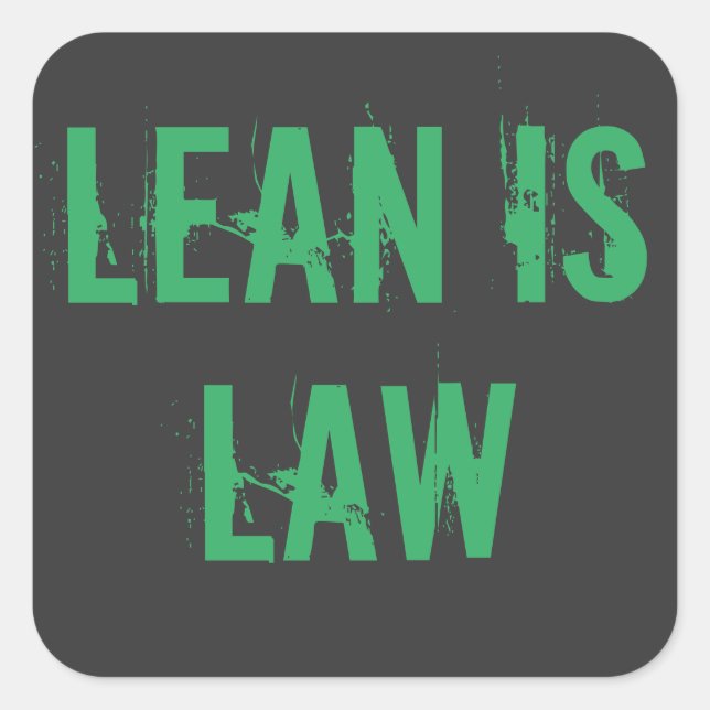 Pegatina Cuadrada Lean is Law Fitness Personal Trainer Bodybuilding (Anverso)