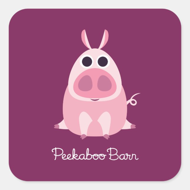 Pegatina Cuadrada Leary the Pig (Anverso)