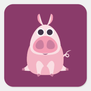 Pegatina Cuadrada Leary the Pig