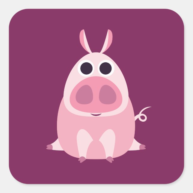 Pegatina Cuadrada Leary the Pig (Anverso)