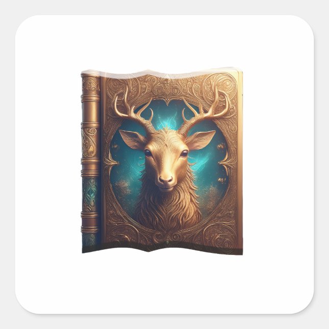 Pegatina Cuadrada Leather Bound Copy Of A Deer Hunting Guide (Anverso)