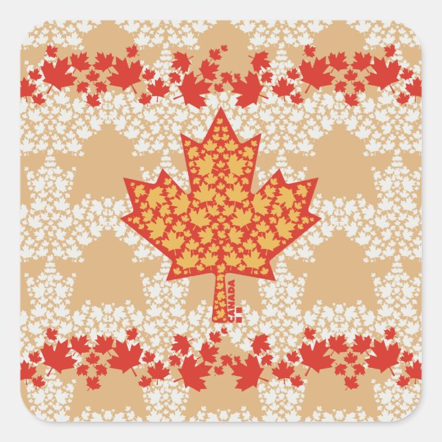 PEGATINA CUADRADA LEAVES ON LEAVES (CANADA FLAG) BY MASANSER (Anverso)