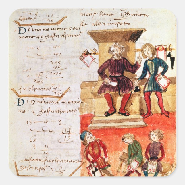 Pegatina Cuadrada Lección matemática, de un tratado matemático (Anverso)