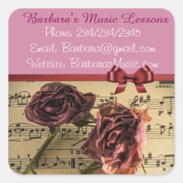 Pegatina Cuadrada Lecciones de piano de música Pegatinas promocional