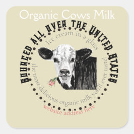 Pegatina Cuadrada leche de vaca orgánica