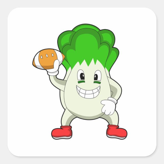 Pegatina Cuadrada Lechuga en los deportes de fútbol (Anverso)