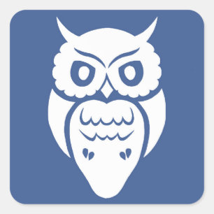 Pegatina Cuadrada Lechuza Blanca