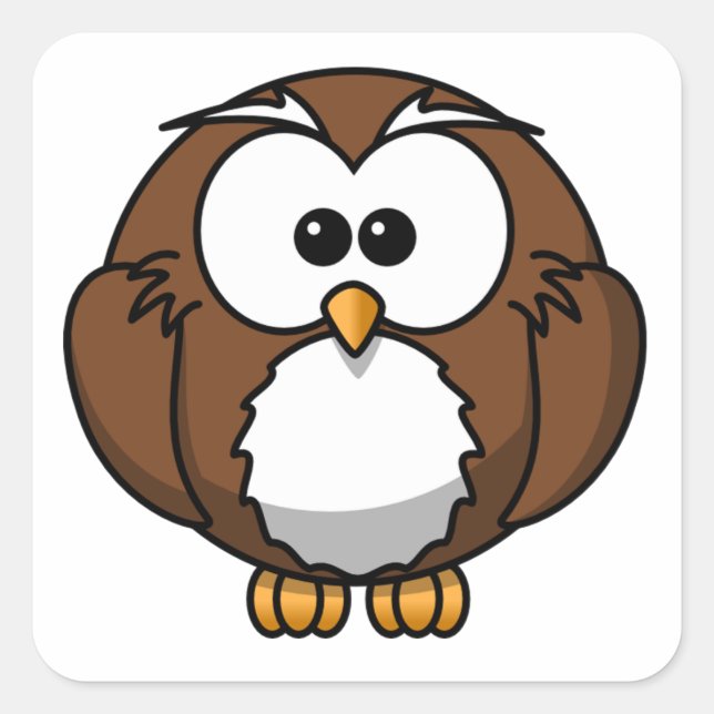 Pegatina Cuadrada Lechuza Cuta (Anverso)