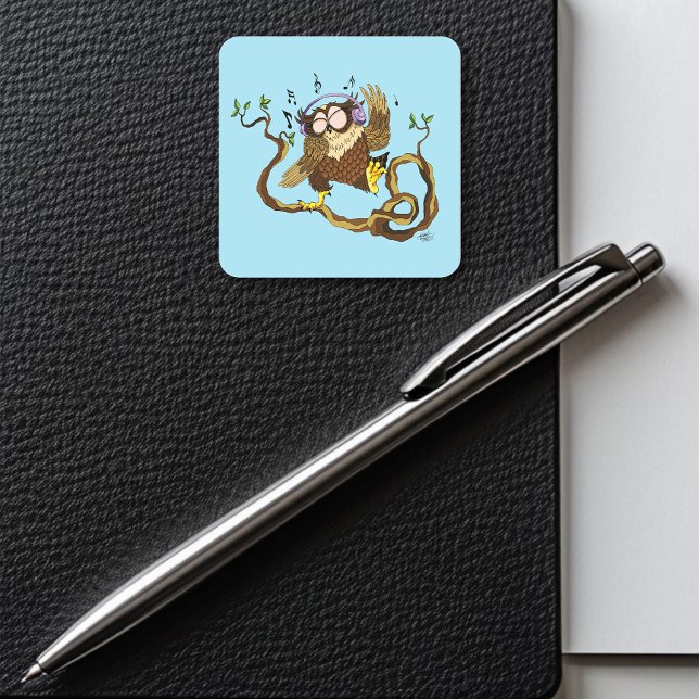 Pegatina Cuadrada Lechuza de música (Subido por el creador)