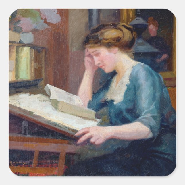 Pegatina Cuadrada Lectura (Anverso)