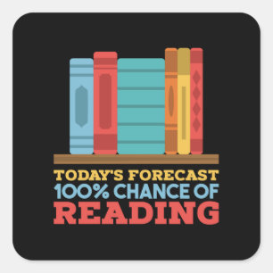 Pegatina Cuadrada Lectura - 100% de posibilidades de leer libro grac