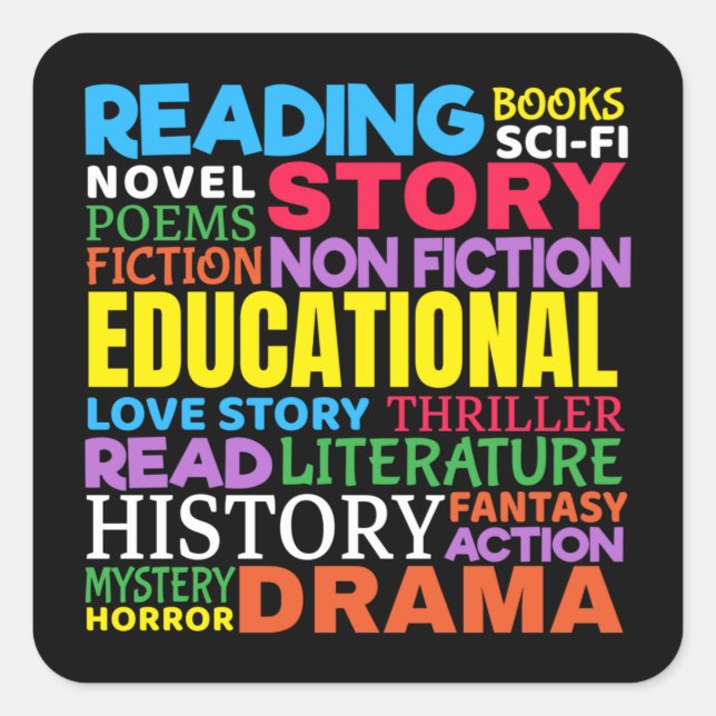 Pegatina Cuadrada Lecturas de amor - Arte de palabras de género (Anverso)