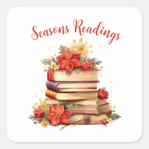 Pegatina Cuadrada Lecturas de Temporadas, Amante de los Libros