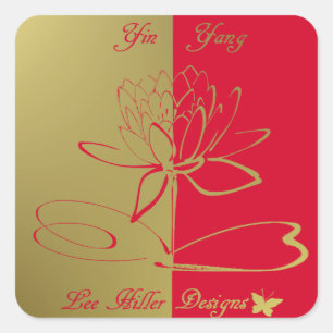 Pegatina Cuadrada Lee Hiller diseña el logotipo Accents Gold Red