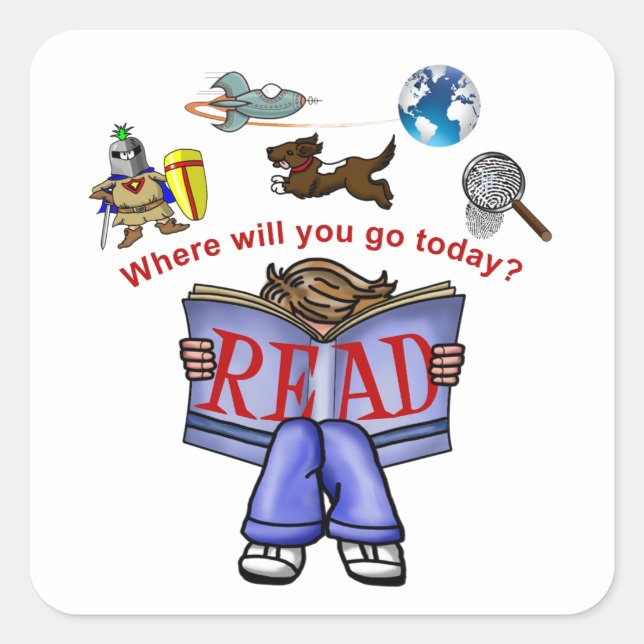 Pegatina Cuadrada Leer (Anverso)