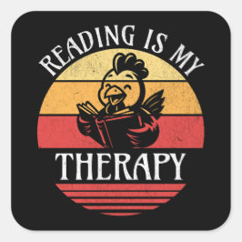 Pegatina Cuadrada Leer es mi libro de terapia divertida leyendo poll