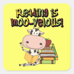 Pegatina Cuadrada Leer es Moo-velous