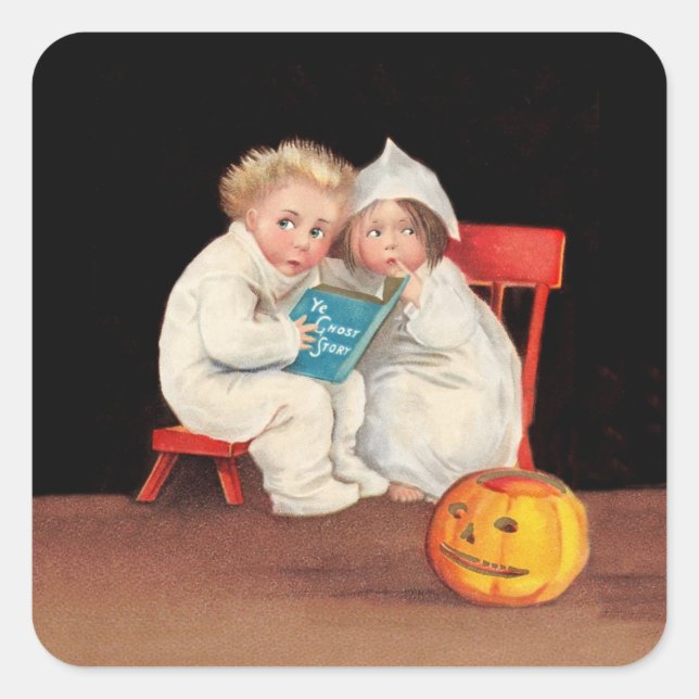 Pegatina Cuadrada Leer la historia aterradora (Anverso)