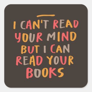 Pegatina Cuadrada Leer libros Mind Reader Funny
