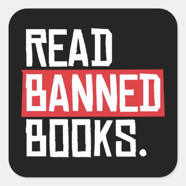 Pegatina Cuadrada Leer libros prohibidos (Anverso)