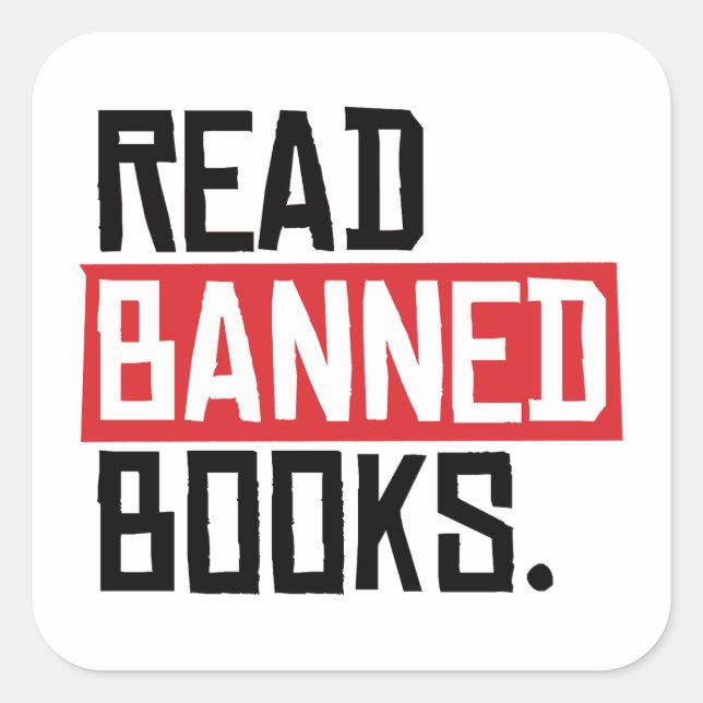 Pegatina Cuadrada Leer libros prohibidos (Anverso)