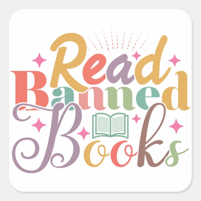 Pegatina Cuadrada Leer libros prohibidos (Anverso)