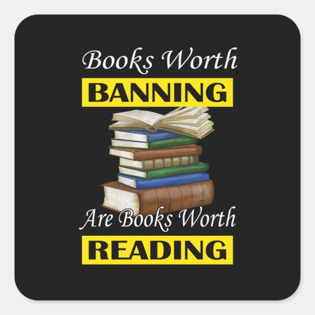 Pegatina Cuadrada Leer libros prohibidos Lector de libros biblioteca (Anverso)