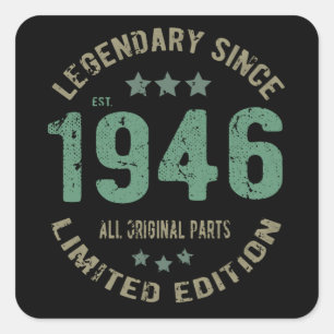 Pegatina Cuadrada Legend de cumpleaños 75 años