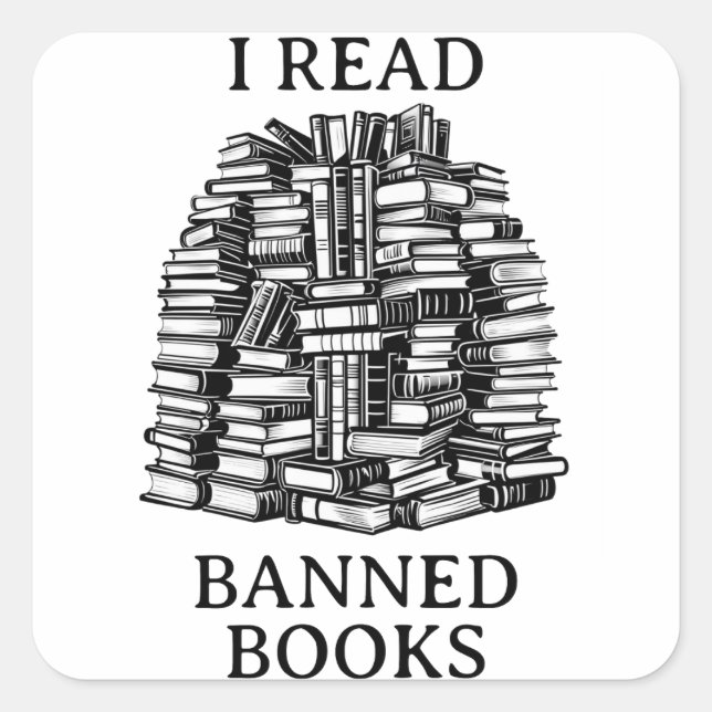 Pegatina Cuadrada Leí Libros Prohibidos (Anverso)