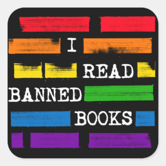 Pegatina Cuadrada Leí Libros Prohibidos Arcoiris Redactado