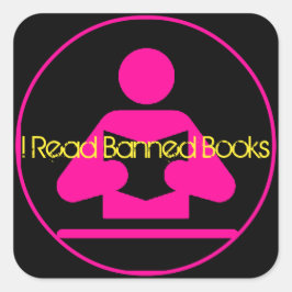 Pegatina Cuadrada Leí Libros Prohibidos: Icono De Lectura Rosa