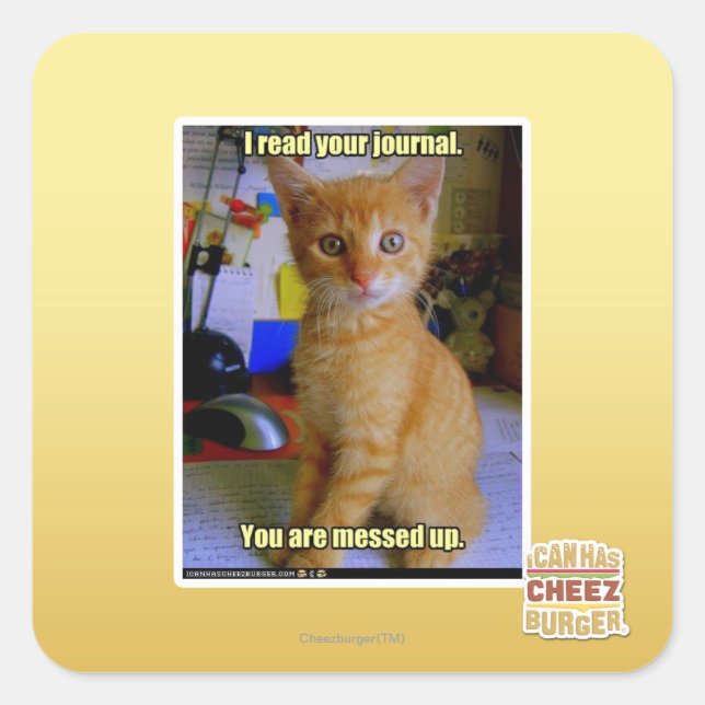 Pegatina Cuadrada Leí tu diario (Anverso)