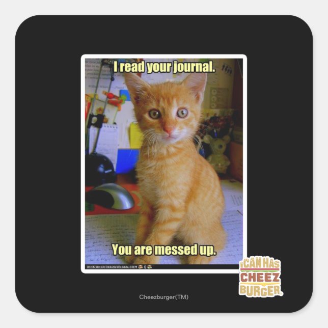 Pegatina Cuadrada Leí tu diario (Anverso)