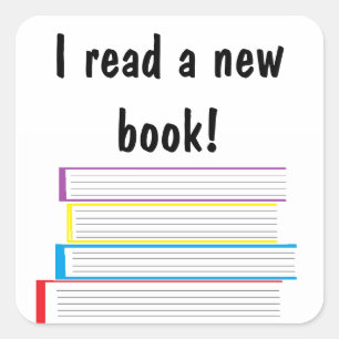 Pegatina Cuadrada "¡Leí un libro nuevo!" Pegatinas
