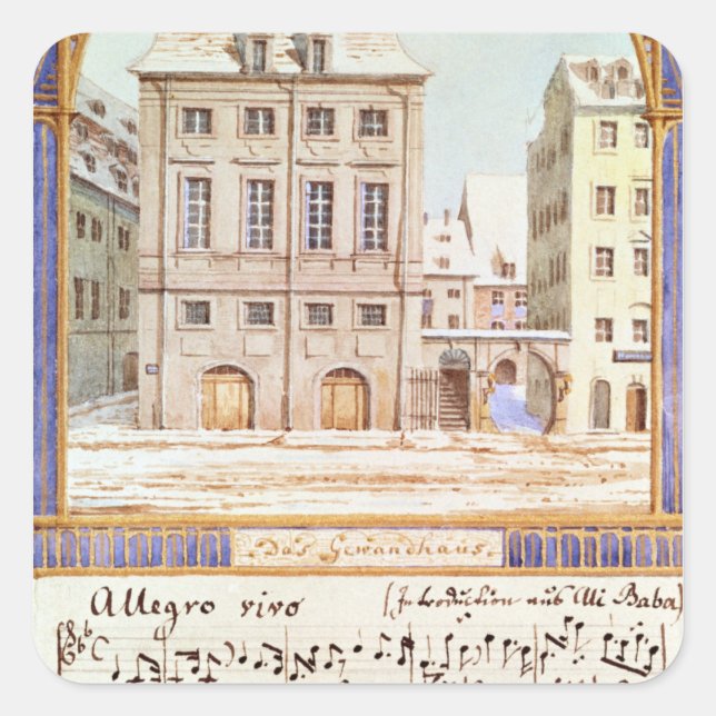 Pegatina Cuadrada Leipzig Gewandhaus (Anverso)