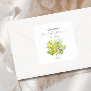 Pegatina Cuadrada Lemon Citrus Aquarela Despedida de Soltera 