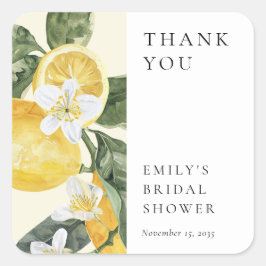 Pegatina Cuadrada Lemon Citrus Main Squeeze Bridal Shower