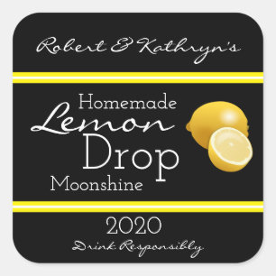 Pegatina Cuadrada Lemon Drop Moonshine casero personalizado