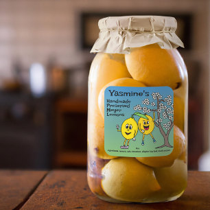 Pegatina Cuadrada Lemon Pals Funny Personalizado Preserve Curva y má