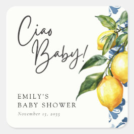 Pegatina Cuadrada Lemon Positano Baby Shower italiano