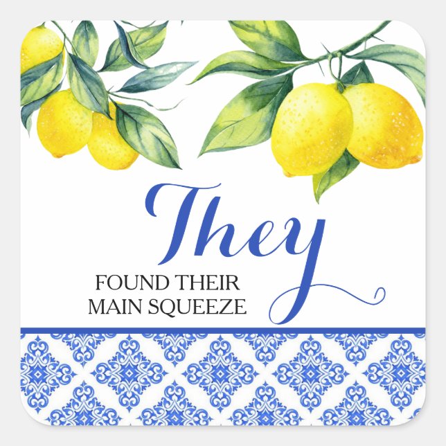 Pegatina Cuadrada Lemon Shower (Anverso)