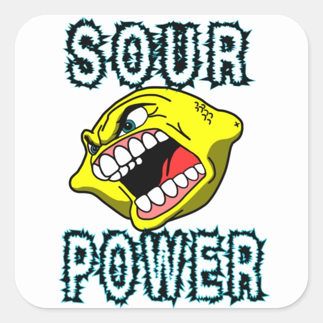 Pegatina Cuadrada Lemon Sour Power (Anverso)
