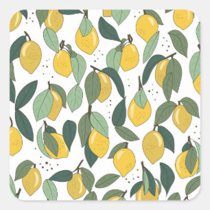 Pegatina Cuadrada Lemon Tropical: Brillante Viña sin Marea
