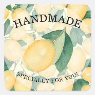 Pegatina Cuadrada Lemones de acuarela rusa HANDMADE